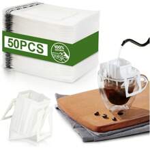 50pcs Portable Coffee Filter Paper Bags, Disposable Drip Hang Ear Coffee Bags, Single Cup Coffee Filter Bags, Suitable For Festival Prayer, Celebration, Travel, Camping, Home & Office Back To School