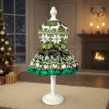 Đồ dùng cho thú cưng Giáng sinh dễ thương bán chạy, Quần áo cho thú cưng, Đồ mặc cho thú cưng Giáng sinh, Trang phục cho thú cưng dự tiệc, Nơ, Cây thông Noel, Bông tuyết, Ông già Noel, Trang phục Giáng sinh cho tuần lộc - Màu xanh lá cây đậm - Xem 3