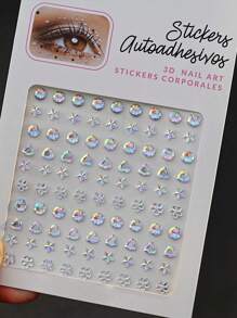 4Sheets/Set Sparkling Rhinestone Face Stickers - 864pcs 3D Rhinestone Face Gems With Tear Drop Shape,Moon,Star,Heart & Butterfly Shape - Perfect For Stage Performance, DIY, Holiday Party (Makeup Carnival Dance Eye Face Decoration)