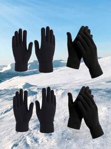 1/5 Cặp Găng tay mùa đông màu đen trơn Unisex, Thích hợp sử dụng hàng ngày, Du lịch ngoài trời, Đi bộ đường dài, Trượt tuyết, Quà tặng, Ngày lễ, Tụ họp - Nhiều màu - Xem 11
