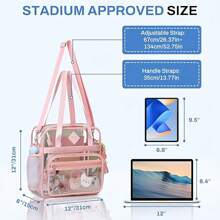 PIG PIG GIRL 12" Stylish PVC Clear Bag With Detachable Shoulder Strap, Waterproof And Sturdy, Suitable For Stadium Events, Concert Clear Bags, Places Requiring Security Inspection - Camping, Cruise/Vacation Must-Have, Anniversary Gift