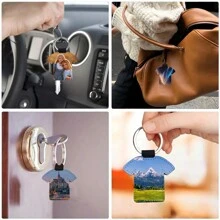 5 buc Kit de fabricare breloc pe două fețe, din piele PU, imprimare prin transfer de căldură, breloc pandantive pentru artizanat, cadouri, brelocuri auto (rotunde, dreptunghiulare, pătrate, forme de tricou) Cadouri pentru femei