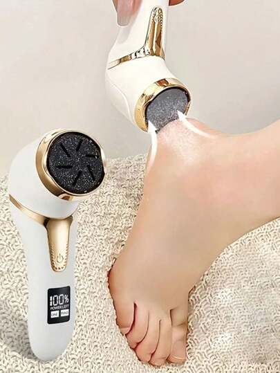 Electric Callus Remover For Feet (With Dander Vacuum Cleaner), Rechargeable Foot Callus Remover Pedicure Tools Foot File, Professional Foot Care Kit Deadskin Remover With 3Heads&2Speed,LCD Display Foot Massager (Battery Capacity 1500mAh)