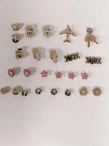 25pcs Girl's Fashion Rhinestone DIY Shoe Decoration Set, Suitable For Sandals, Clogs, Garden Shoes, Purses - Made Of ABS Material, Decorations Gift Ideas - Gold - View 5