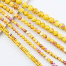 4/6/8/10/12mm 黄紫色天然合成 Chloromelas 珠，高品质圆形隔珠，适用于 DIY 手链项链耳环珠宝制作配件装饰 - 雨菜石黃紫色 - 查看 5