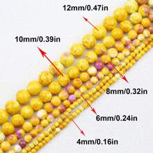 4/6/8/10/12mm 黄紫色天然合成 Chloromelas 珠，高品质圆形隔珠，适用于 DIY 手链项链耳环珠宝制作配件装饰 - 雨菜石黃紫色 - 查看 2