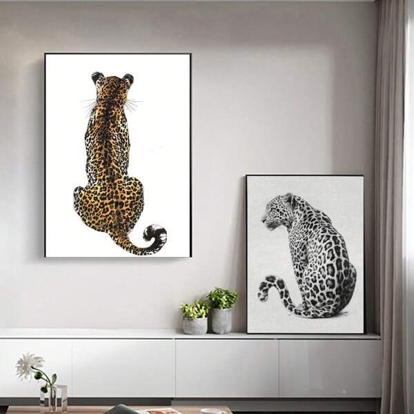 1 peça, pôsteres de decoração de parede com estampa de leopardo chique, decoração para casa, para sala de estar, quarto, escritório, presente mais perfeito para feriados, aniversários, artes de parede, sem moldura