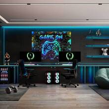1 tấm Banner phông nền tiệc chơi game điện tử - Đồ trang trí tường bằng polyester phát sáng neon dành cho game thủ, thích hợp cho sinh nhật nâng cấp, đêm chơi game, trò chơi điện tử - Trang trí phòng đa năng và sân vườn, phông nền chụp ảnh theo chủ đề trò chơi không cần điện - Áp dụng cho các dịp chung và nhiều lễ hội khác nhau - Nhiều màu - Xem 3