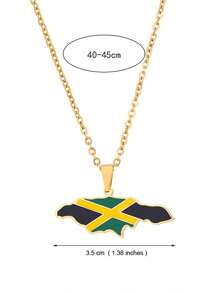 1 pieza Collar con colgante geométrico de acero inoxidable con mapa de África/Jamaica de moda, unisex - Multicolor - Ver 5