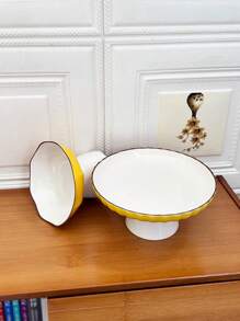 1 khay đế sóng, màu trắng và vàng, kiểu đĩa đựng kẹo, đĩa đựng bánh, bát đựng trái cây, đĩa đựng tráng miệng, đĩa gia dụng, giá đựng đồ ăn nhẹ, thích hợp cho Halloween, Giáng sinh, đám cưới, tiệc tùng, trà chiều - Nhiều màu - Xem 9