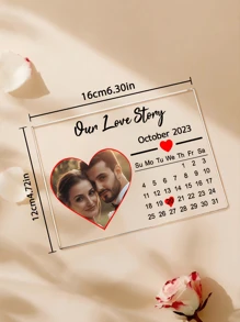 1pc Custom Music Plaque, Personalized Acrylic Plaque, Custom Couple Song Gift, Custom Special Date Plaque Gifts Birthday Graduation,Home Refresh,Warm Ambience,Home & Living,Customized Photo Albums, Frames, & Accessories - Without Base 16*12 1p Love Calendar - View 2