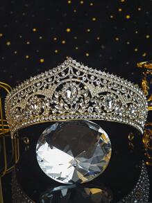 1 pieza Corona dorada de tiaras para mujeres, diadema de cristal con corona de princesa de strass, accesorios para el cabello, joyería, novia, boda, cumpleaños, fiesta, baile de graduación, Navidad, Ramadán