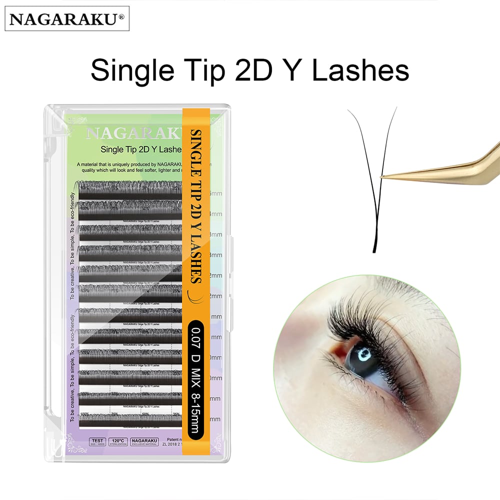 NAGARAKU 12Lines NAGARAKU 2DW False Eyelash Extension, Natural, Soft, Lightweight, High-Quality, Hand Woven, Y-Shaped And 2D, Makeup Net Lash Clusters, Eyelash Clusters, Individual Eyelashes, Lashes, Fake Lashes