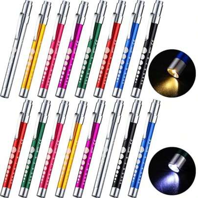 1pc Reusable LED Medical Penlight, With Pupillary Distance Scale And Ruler, Suitable For Nursing Students, White/Warm Light Options, Ideal For Nurses, Students, Doctors, Pocket-Sized Aluminum Alloy Penlight, Battery Powered (Batteries Not Included), Birthday/Graduation Gift