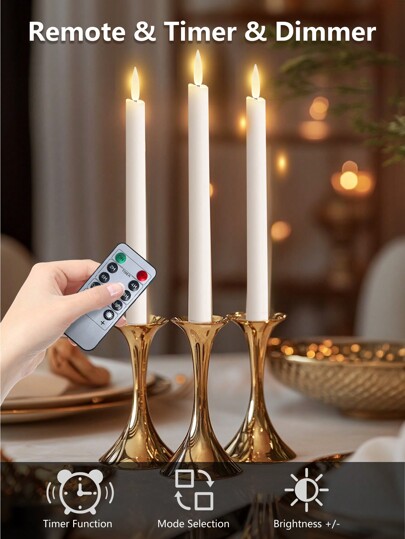 12 paquets de bougies sans flamme avec minuterie ou gradateur à distance, ou sans télécommande. Bougies LED à effets scintillants, fonctionnant sur piles. Bougies sans flamme taper de 1/2/3/6/9 pièces avec télécommande à 10 touches. Bougies de fenêtre, cadeaux de la Saint-Valentin, du Nouvel An, décorations de cheminée pour Thanksgiving, décoration de mariage à la maison. Bougies électroniques pour Halloween, Pâques, fête