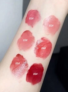 Gege Bear 1 件镜面光泽保湿持久唇彩，不脱色丰满保湿舒适柔软唇彩，自然百搭色彩 - 櫻桃紅茶色 - 查看 5