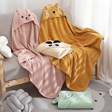 1 件男女通用婴儿连帽动物脸浴袍，独特动物设计柔软新生儿连帽毛巾，舒适四季儿童卡通浴巾斗篷