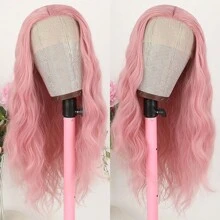 Pink Wig For Women Long Loose Wave Lace Front Wigs Glueless Lace Wig Colorful Hair Synthetic Heat Resistant Fiber Wig Soft Wavy Blonde Body Wave Wigs For Daily Party Cosplay Use - Hồng - Xem 3