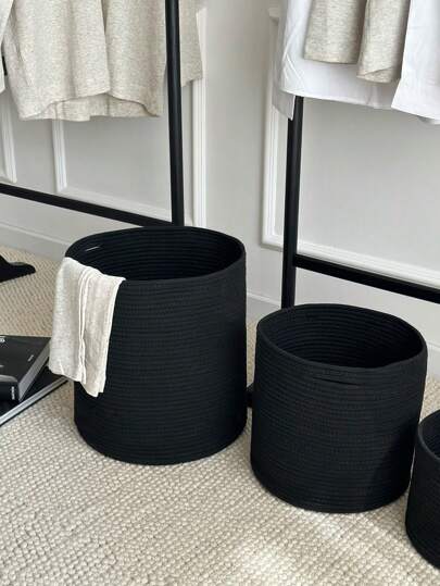 Black Thread Sewn Storage Bucket, Multiple Sizes Available, Hidden Handle, Laundry Basket, Trash Can, Toys & Snack Organizing Storage Basket Dress Pants Shoes Jeans Boots Skirt Laundry Hamper, Washing Basket Bathroom Organizer, Basket, Storage Basket, Foldable Laundry Basket