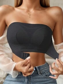 1pc B-Cup Black Snowflake Lace Wireless Sports Bra, Removable Straps, Slip-Resistant, Breathable, Quick-Dry Design, Suitable For Outdoor Sports, Dresses, Weddings, And More