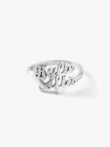 TRACEE Private Custom Name Ring Classic Ins Style Letter Ring Couple 18K Gold Stainless Steel Jewelry Silvery - Silver - View 5