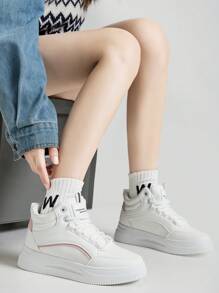 Alan Vincent 2025 New High Top White Shoes For Women Ladies Flat Sneakers Comfortable Casual Sport Shoes Can Be Paired With Any Outfit - White - View 7