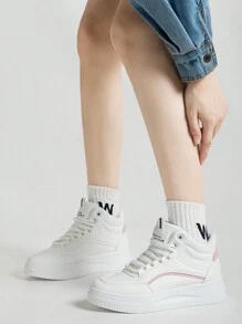 Alan Vincent 2025 New High Top White Shoes For Women Ladies Flat Sneakers Comfortable Casual Sport Shoes Can Be Paired With Any Outfit - White - View 9