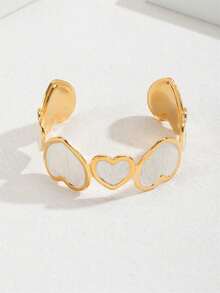 1 件优雅淑女风格油滴大心形花朵锆石手镯，时尚珠宝适合日常佩戴，送给女朋友、妻子、母亲、家人、朋友、生日、新年、周年纪念日的礼物，展现女性魅力 - 金色 - 查看 8