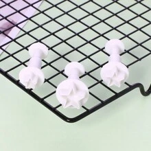 3 件心形和星形饼干模具、塑料饼干印章、软糖模具、烘焙工具、情人节厨房配件