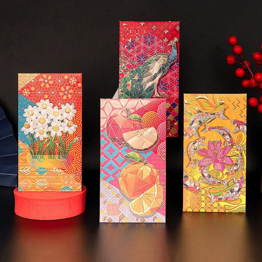 6pcs Chinese New Year Red Envelopes, Spring Festival Lucky Money Blessing Pockets, Gifts, Chinese New Year Decorations