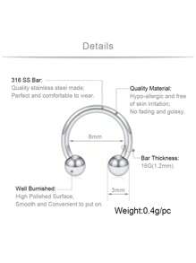 4 件/套不锈钢身体穿孔首饰眉毛唇鼻 C 形环夹，身体穿孔配件 - 彩色 - 查看 4