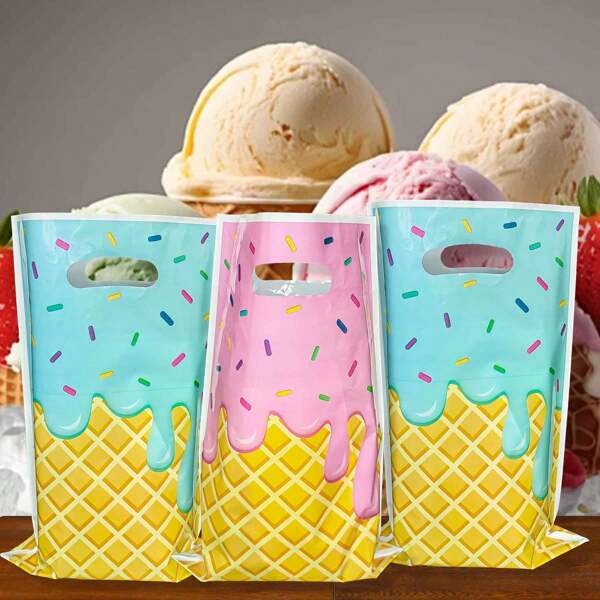 30/50/100pcs Multi-Color Summer Ice Cream Packaging Bags, Dessert, Cone, Ice Cream, Thickened Gift Bags, Tote Bags, Jewelry Storage Bags, Return Gift, Gift Supplies