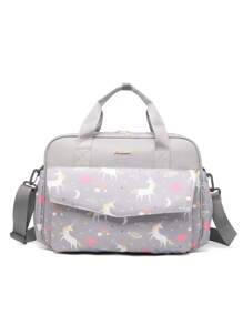 LEQUEEN 1 件花卉牛津布妈咪包，大容量时尚休闲单肩斜挎孕妇尿布包，多功能时尚旅行尿布手提包，适合存放和携带 - 彩色 - 查看 9