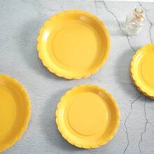 Yellow Flower Petals Design Disposable Paper Plates & Napkins, Enough For 24 Guests, Suitable For Birthday, Wedding, Party, And Family Picnics