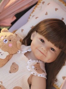 Brastoy Boneca Bebê Reborn Ursinho 48cm 100% Silicone Com Pelúcia Roupas e Acessórios Completo