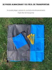 Portátil Alfombra de playa 140 * 200 CM alfombra exterior a prueba de arena y humedad, alfombra de picnic, alfombra de piso impermeable, mini sofá plegable de luz para acampar, manta, alfombra de piso de tienda - Azul - Ver 4