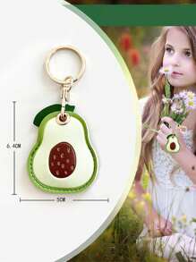 1pc Avocado Shape Keychain, Protective Soft Case Compatible With Apple AirTag Bluetooth Anti-Lost Tracker (AirTag Not Included)