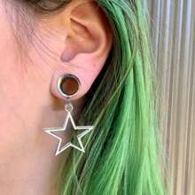1Pair Ear Gauges Plugs Tunnel 316L Stainless Steel Expander Star Dangle Stretcher Punk Hip Hop Style For Women Piercing Body Jewelry