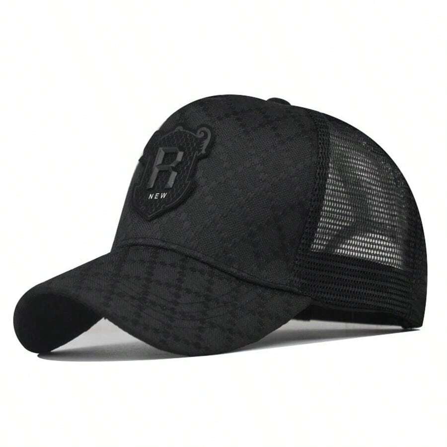 Men's Alphabet Baseball Cap Street Fashion Casual Hat Black Cap Visor Mesh Breathable Hat Trucker Hat - màu đen - Xem 1