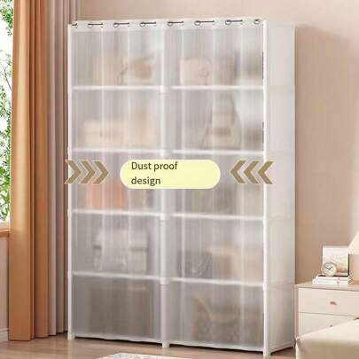 1pc Portable Wardrobe, Simple Open Wardrobe Closet, Floor Standing Assembly Storage Rack, Suitable For Dorm, Home, Bedroom, Minimalist Design