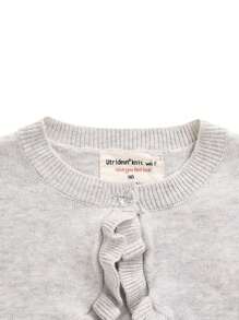 Toddler Baby Girl Sweater Crop Top Knit Cardigan Long Sleeve Ruffled One Button Cute Outwear Kids Fall Shrug Cover Up - 灰色 - 查看 4