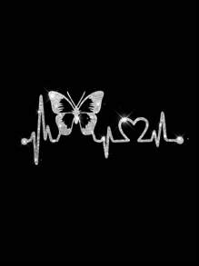 New Shiny Rhinestone Material Art Stickers, Vibrant Butterfly Heartbeat Pattern Stickers - Suitable For Walls, Car Windows And Laptops Fun Art Stickers - Easy To Apply, Durable - one-size - View 14