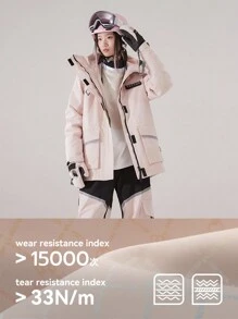 VECTOR MOTION Ski Suit Set, Contrast Color Hooded Ski Jacket And Tapered Ski Pants, Unisex, Padded Insulation, Windproof, Waterproof, Warm, Abrasion Resistant, Breathable, Stretchy, Lightweight Fleece, For Single/Double Board Skiing