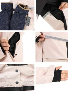 VECTOR MOTION Ski Suit Set, Contrast Color Hooded Ski Jacket And Tapered Ski Pants, Unisex, Padded Insulation, Windproof, Waterproof, Warm, Abrasion Resistant, Breathable, Stretchy, Lightweight Fleece, For Single/Double Board Skiing