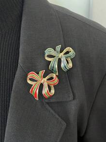 1 件时尚优雅奢华蝴蝶金属胸针，适合女性日常和节日穿着，精致的服装配饰，送给朋友和家人的绝佳礼物 - 蝴蝶結胸針 - 查看 2