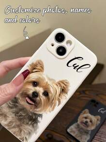 1pc Customized Pet Phone Case, Dog/Cat Name Customized, Apricot Rhein Blue Phone Protective Cover Compatible With IPhone 11 Pro, 13 Pro/15 Pro Max, XR, 12, 13, 15, 16 Pro Max, 17 Pro Max, Photo Customized Phone Case - Multicolor - View 4