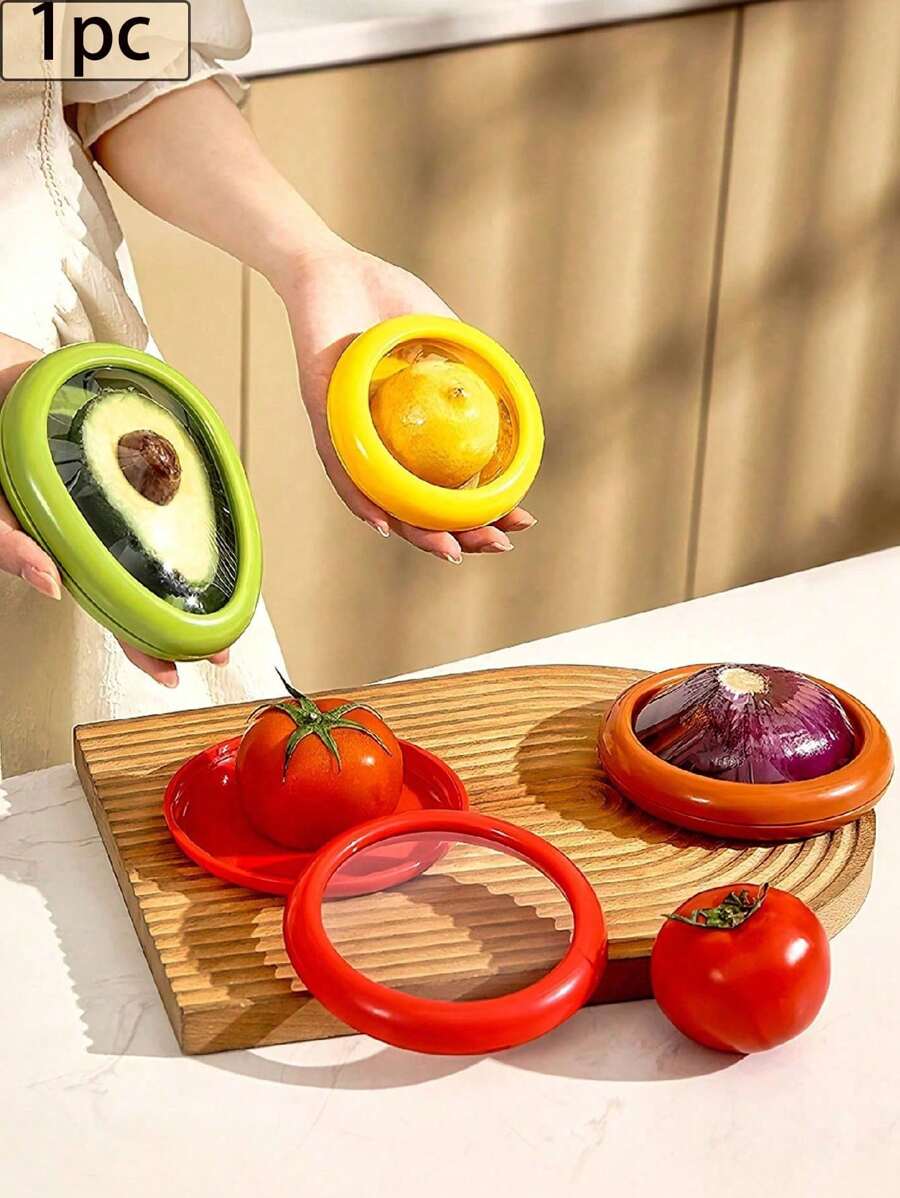 1 hộp đựng rau củ quả tái sử dụng, hộp đựng màng co giãn đựng trái cây, rau củ, hành tây, chanh, bơ cắt đôi có nắp đậy kín, hộp đựng thực phẩm và hộp đựng trái cây trang trí Giáng sinh - Nhiều màu - Xem 1