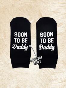 1 Pair Of Funny Socks, Custom Creative Socks, Casual Sports Socks All Cotton Short Socks, You Can Customize The Text You Want On The Socks