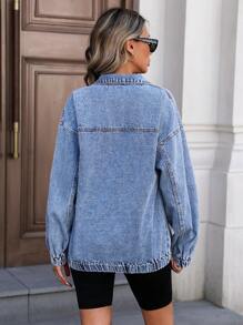 Sudadera de mezclilla azul para mujer, de estilo casual, elegante y sexy, ideal para festivales de música