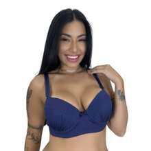 KIT 3 Ribbed Bras With Padded Cups And Reinforced Straps Black/Baby Pink/Blue - 彩色 - 查看 4